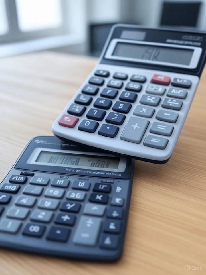 Calculatrice et tableau financier. Calculatrice et tableau revenus/dépenses