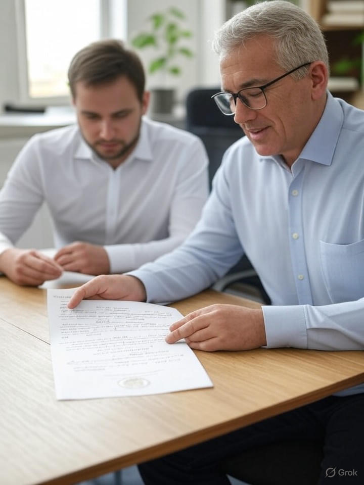 Notaire expliquant un acte de vente. Notaire expliquant un acte authentique