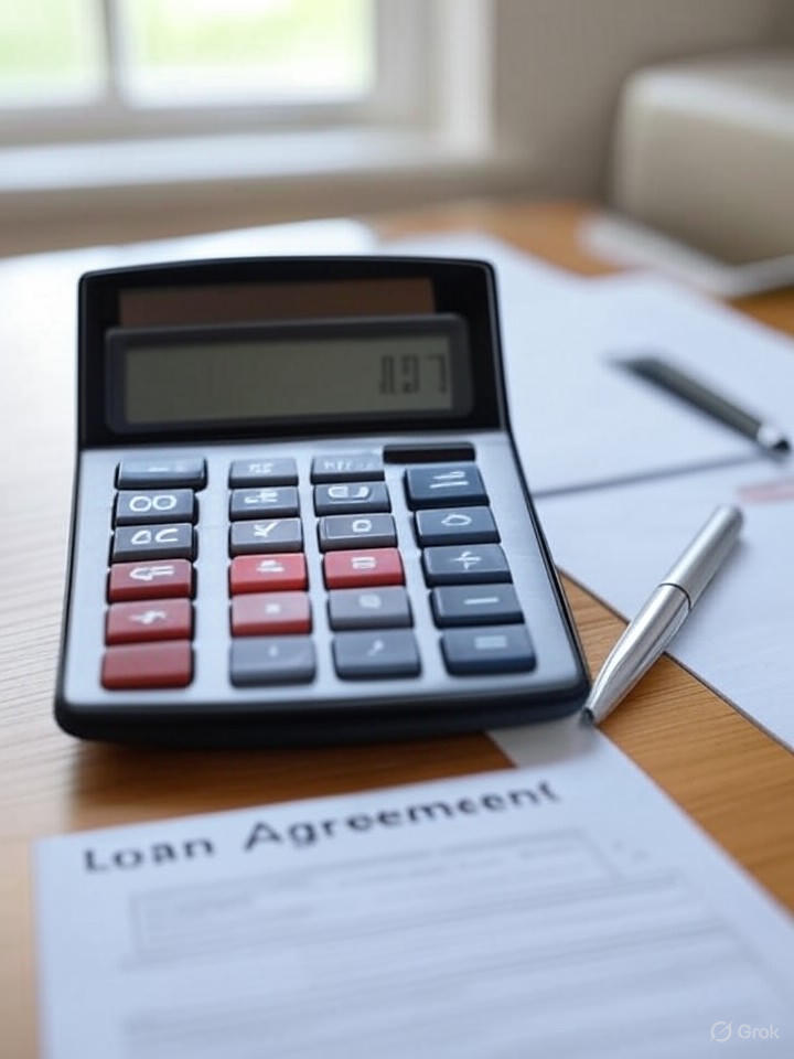 Calculatrice et contrat, focus sur économies Calculatrice affichant économies assurance emprunteur